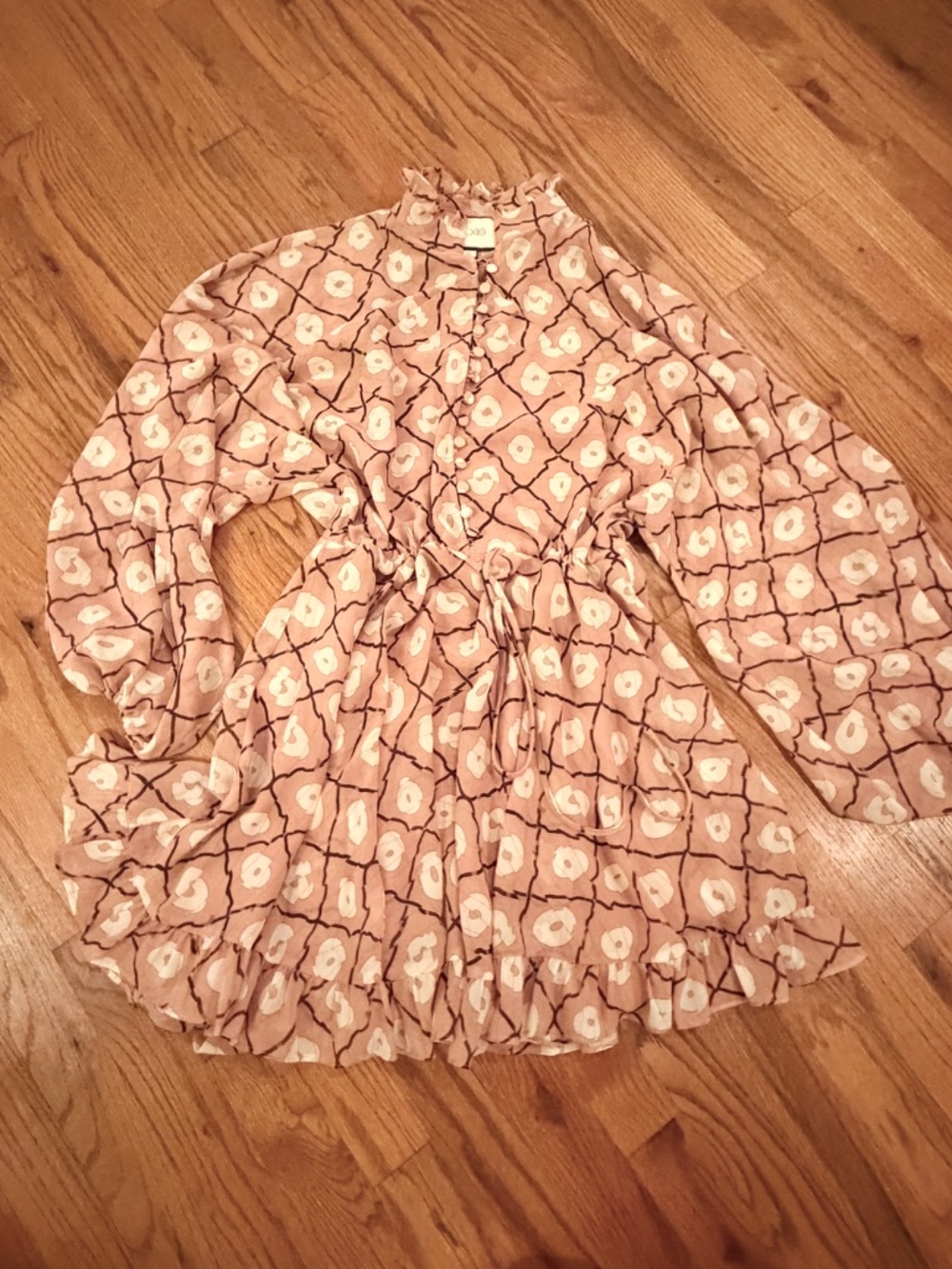 Alexis Mini Dress Button Front Ruffle Size Small - Picture 2 of 2